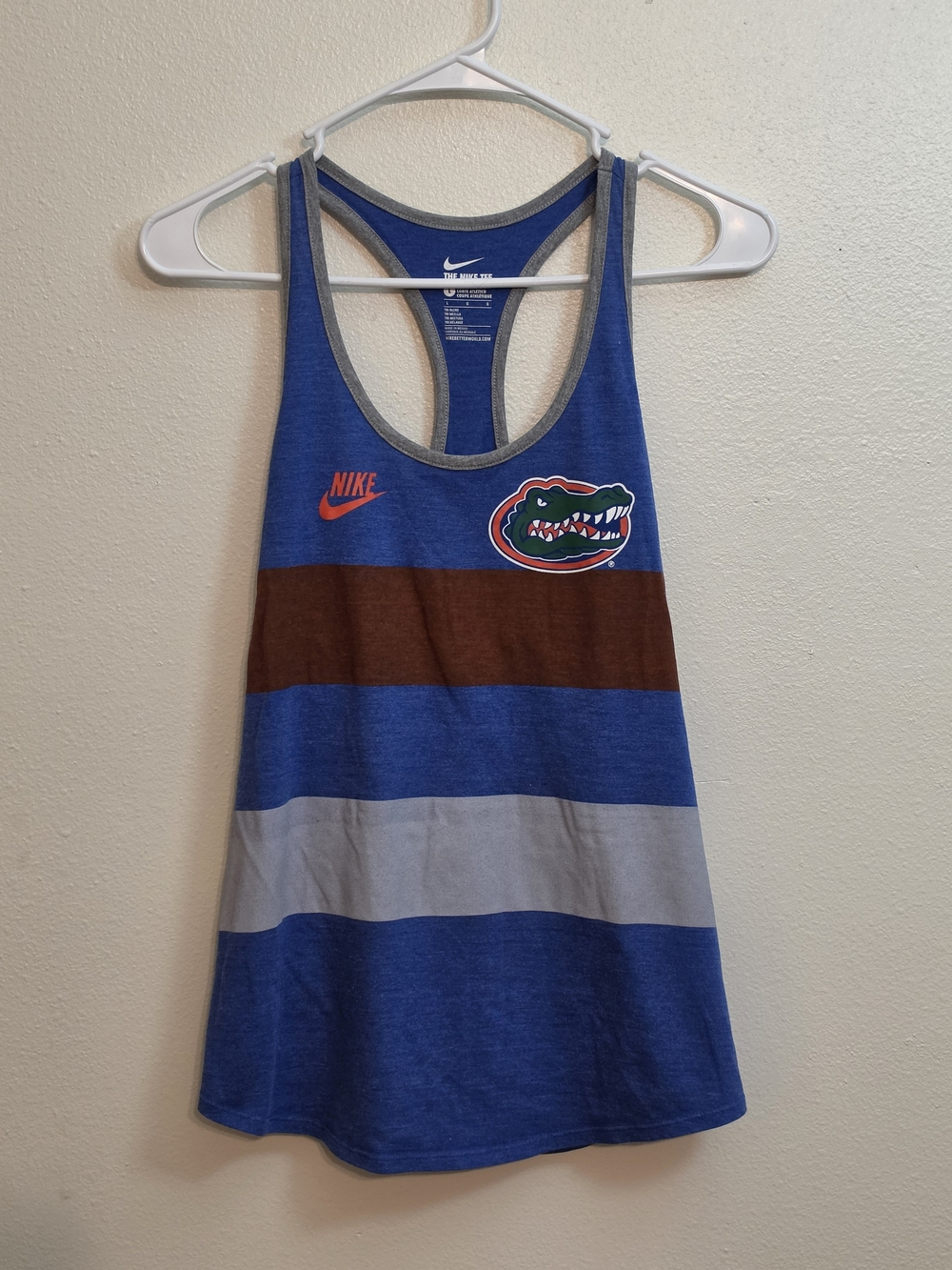 Nike Blue & Brown Striped Racerback Tank with Gators Patch
